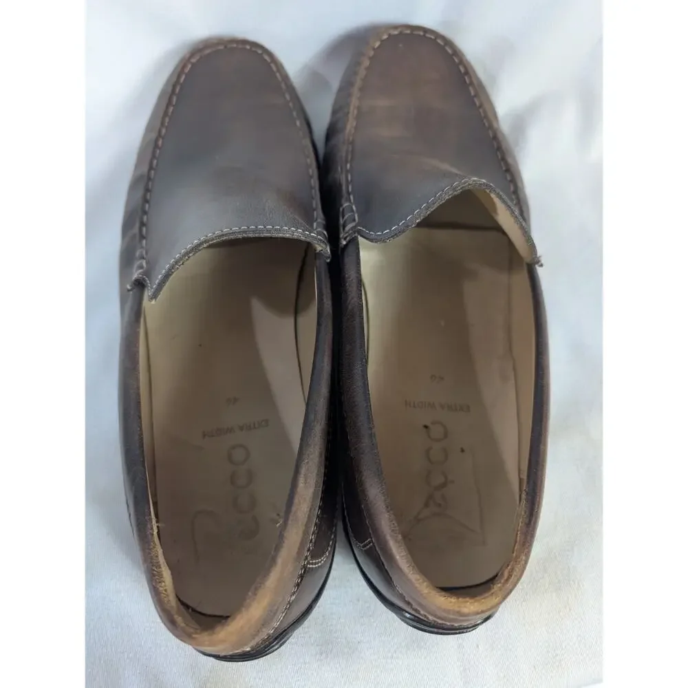 ECCO Shoes Classic Moc Driving Loafers Brown Leather Slip On 46 EU 12/12.5 US